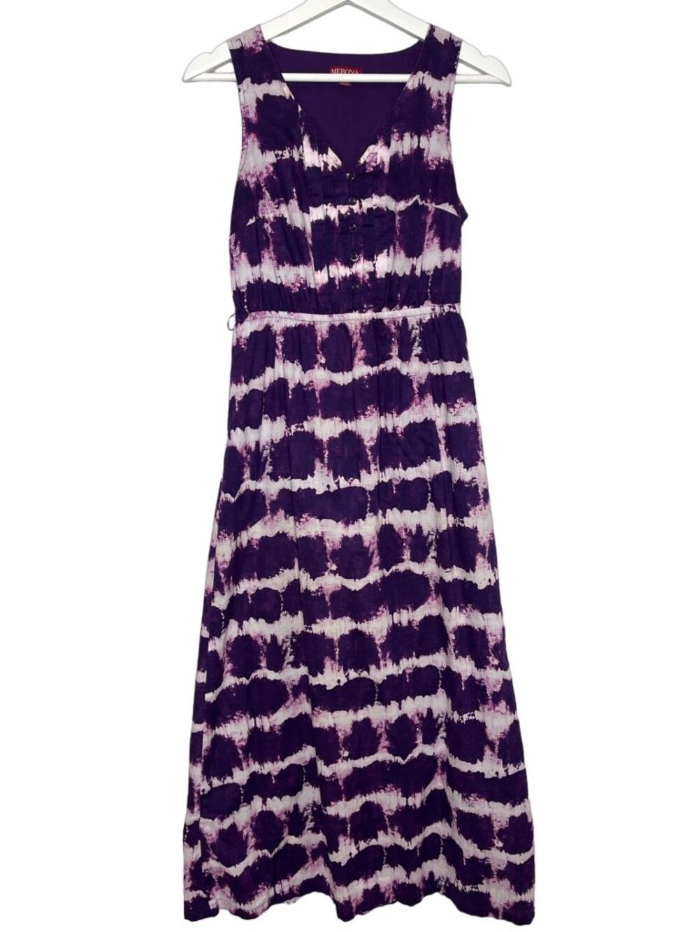 Merona Maxi Dress Women's XS Purple Tie Dye Sleeveless Stretch Casual Boho